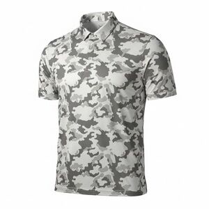 Mizzen+Main Men’s Large Golf‎ Polo Short Sleeve Gray White Camouflage